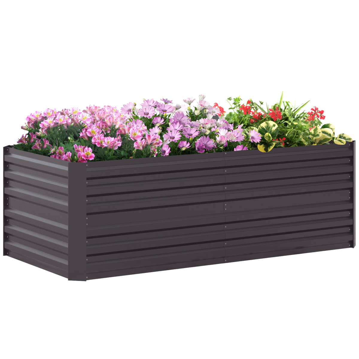 Outsunny Steel Outdoor Raised Garden Bed - Durable, Spacious & Stylish in Dark Grey