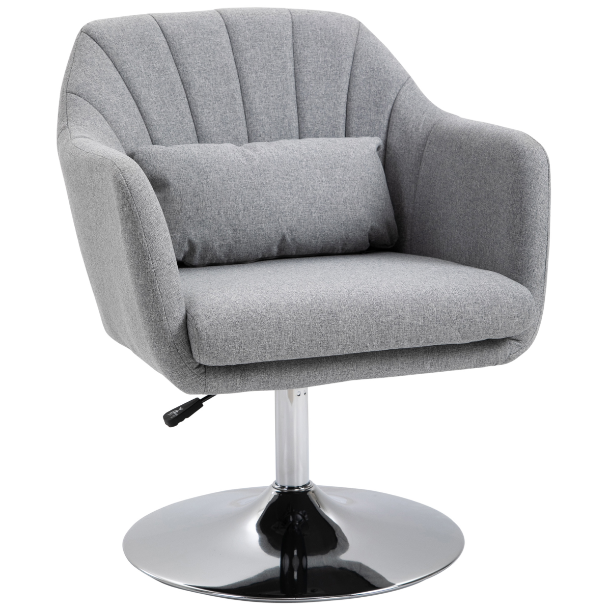 HOMCOM Stylish Retro Linen Swivel Tub Chair Steel Frame Cushion Seat Light Grey