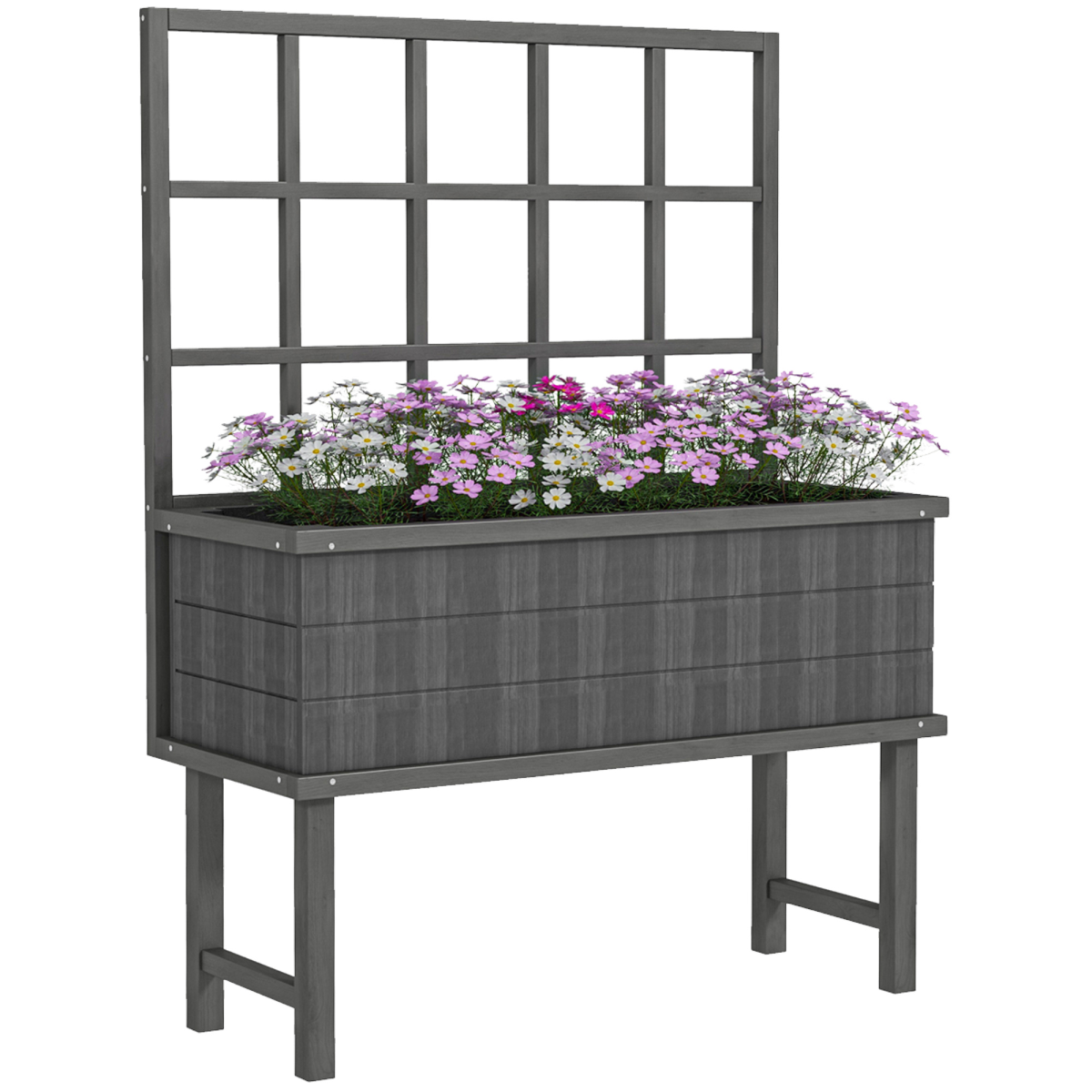 Outsunny Elevated Wood Planter with Trellis - Grow Vines Effortlessly!