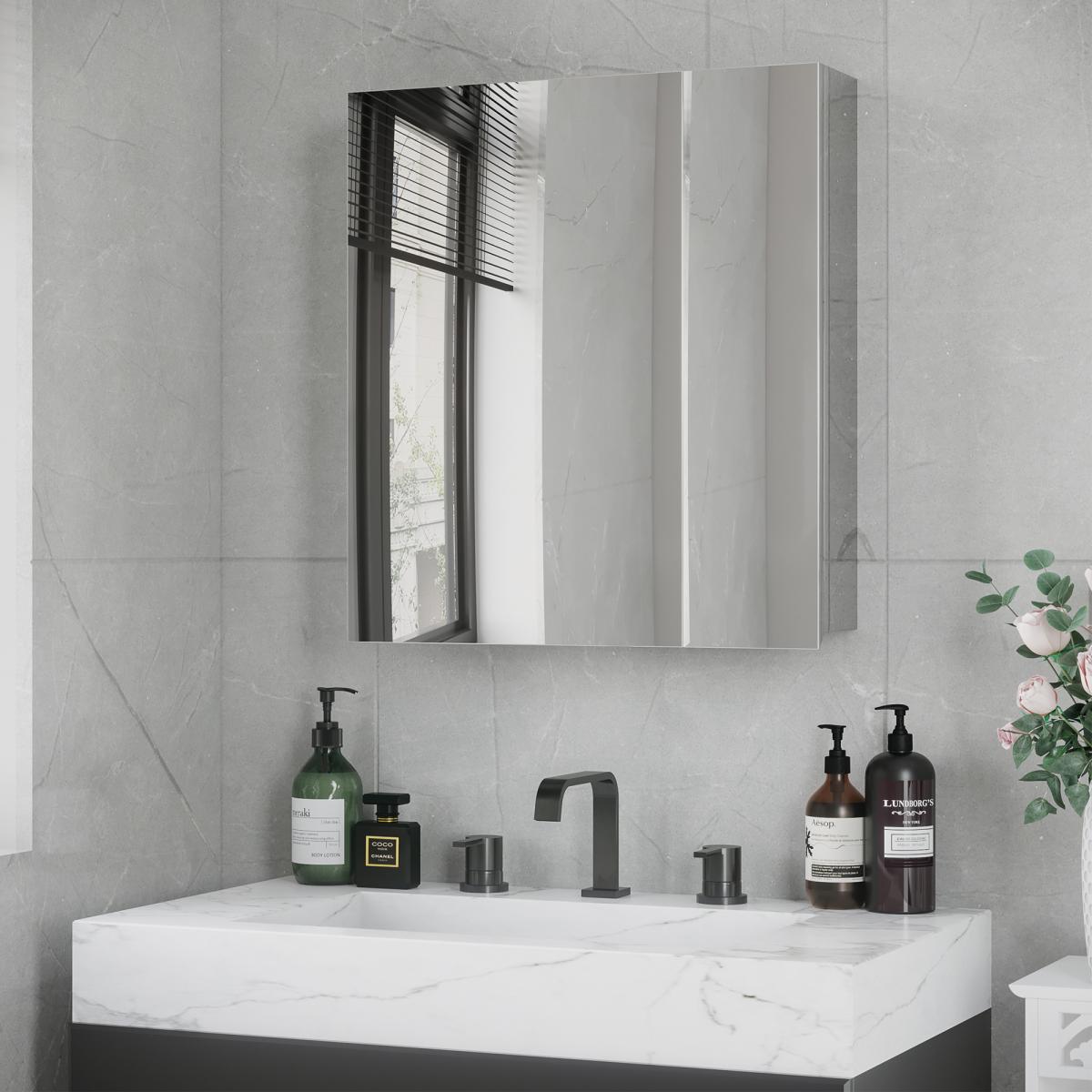 Bathroom Cabinet with Mirror ( Amazon Shipping)（Prohibited by WalMart）