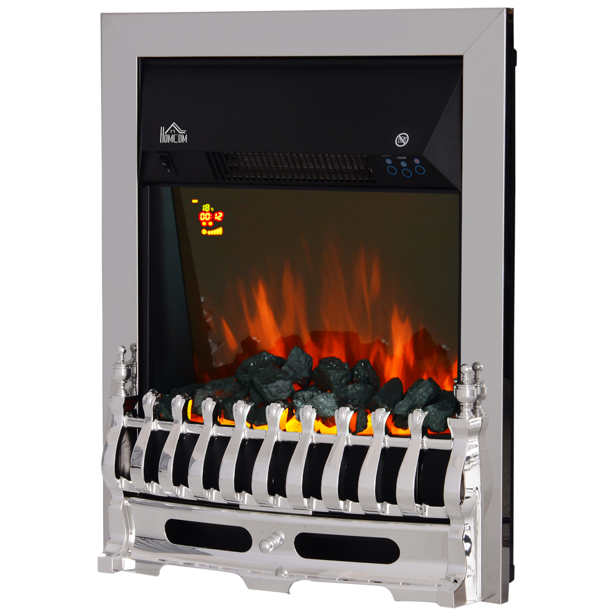 LED Flame Electric Fire Place-Silver | aosom.co.uk