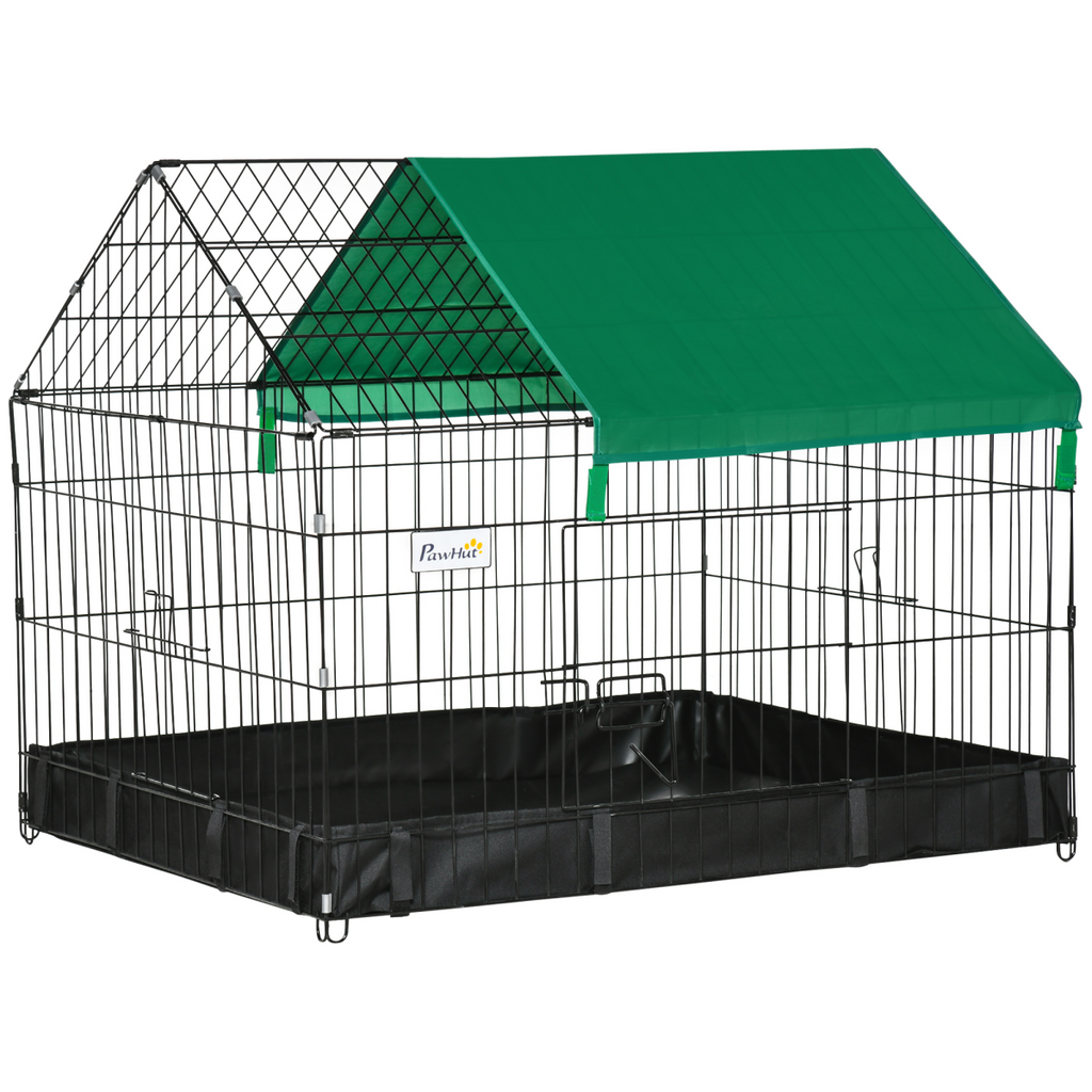 Rabbit Cage Guinea Pig Small Animal Playpen Water Proof Roof Pawhut