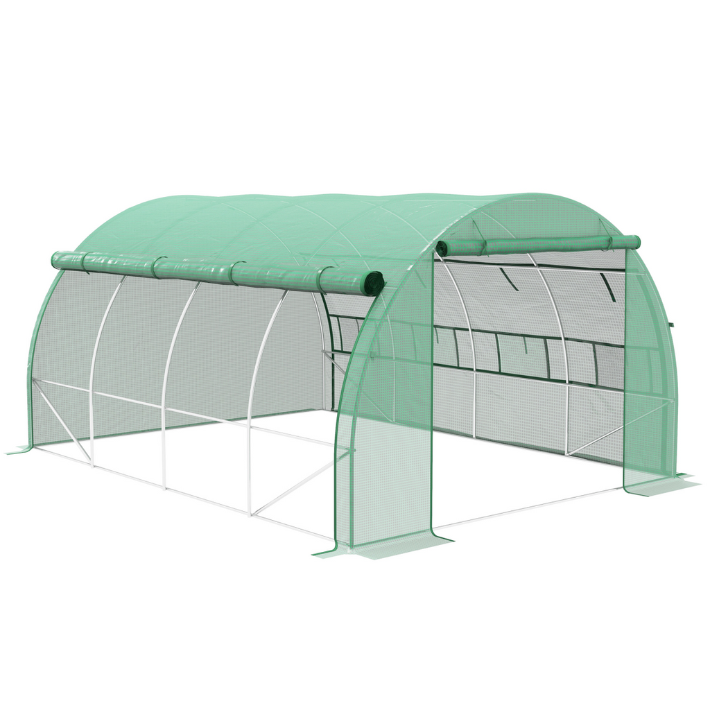 4 x 3 x 2 m Polytunnel Greenhouse Pollytunnel Tent w/ Steel Frame Green