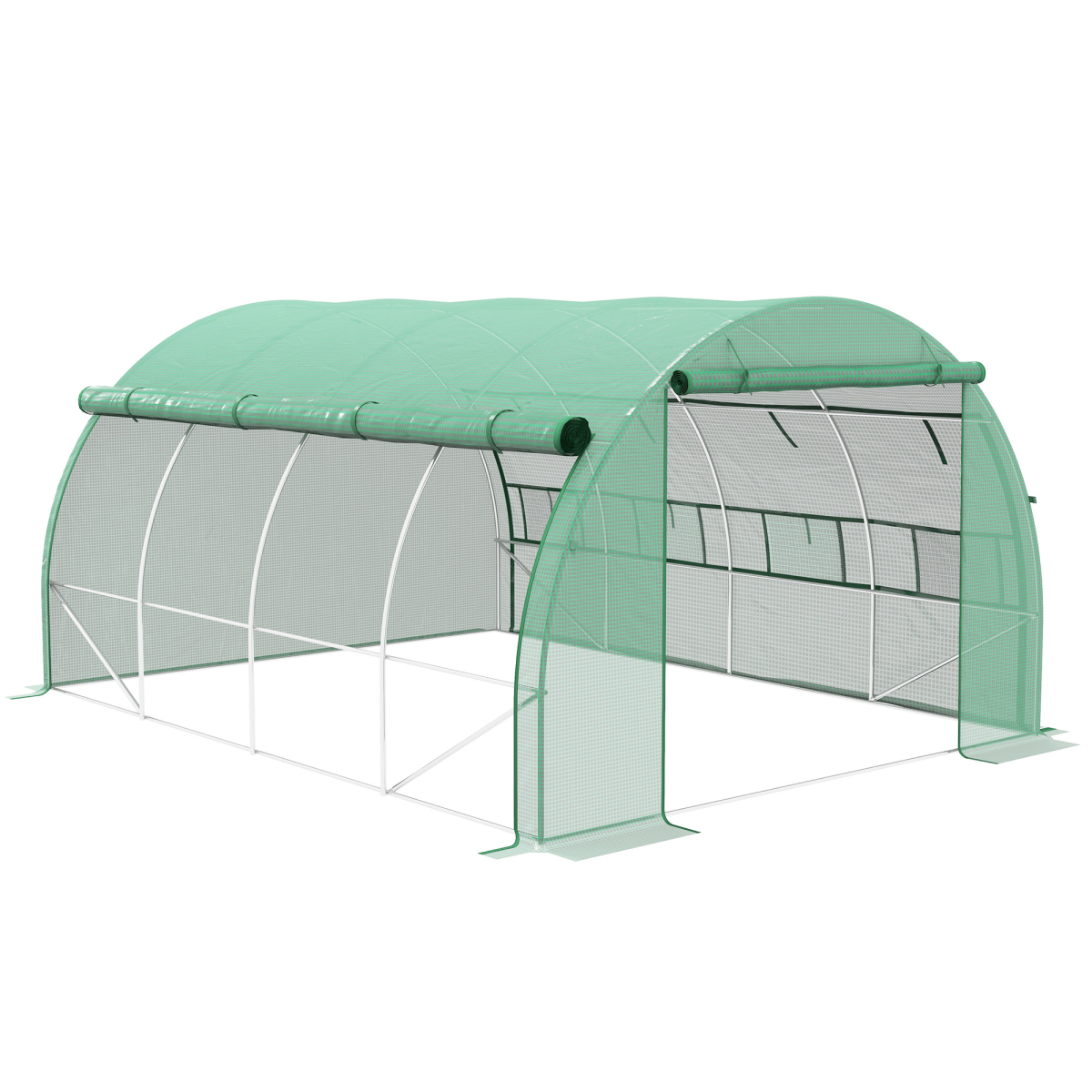 4 x 3 x 2 m Polytunnel Greenhouse Pollytunnel Tent w/ Steel Frame Green