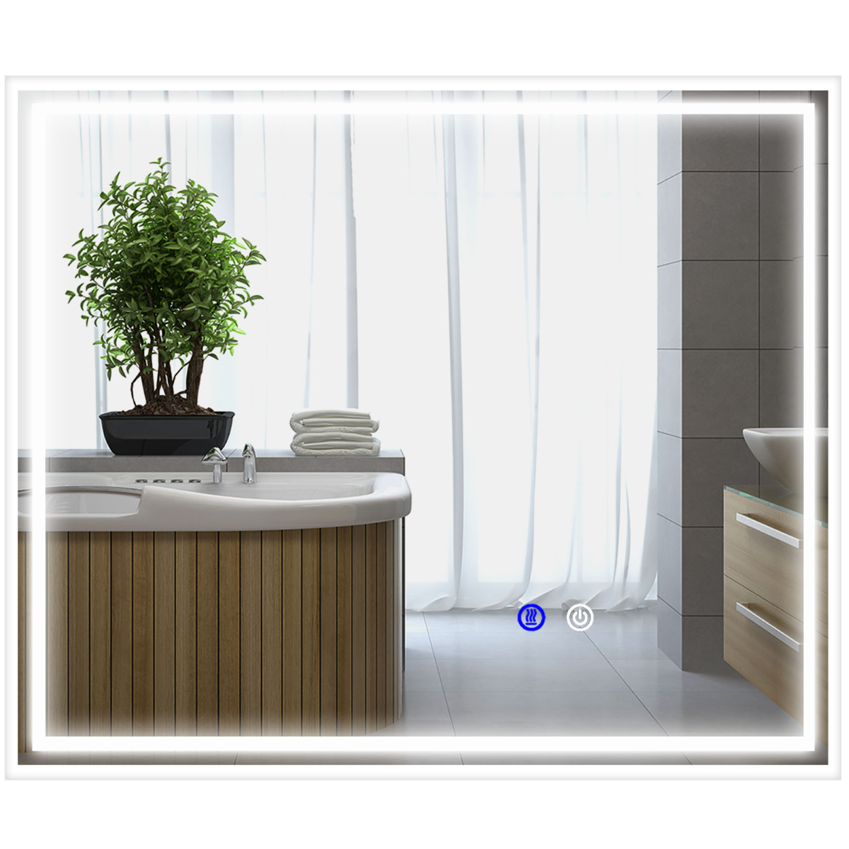 kleankin Dimmable Bathroom Mirror with LED Lights, 3 Colours, Defogging Film