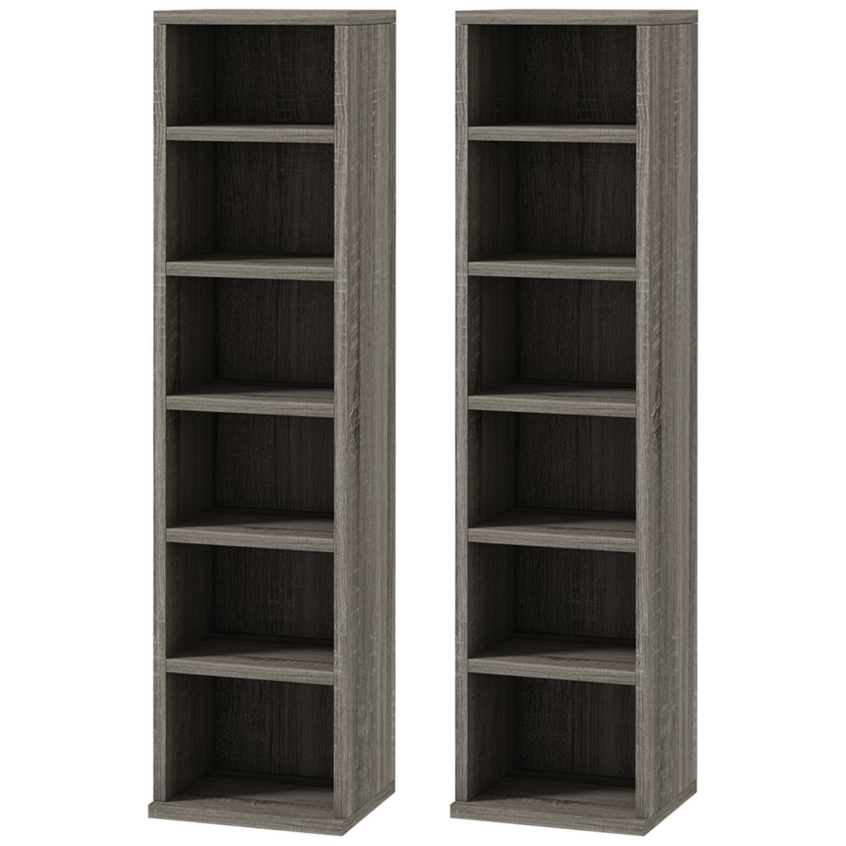 HOMCOM Adjustable CD Media Display Shelves - Set of 2, Mocha Wood