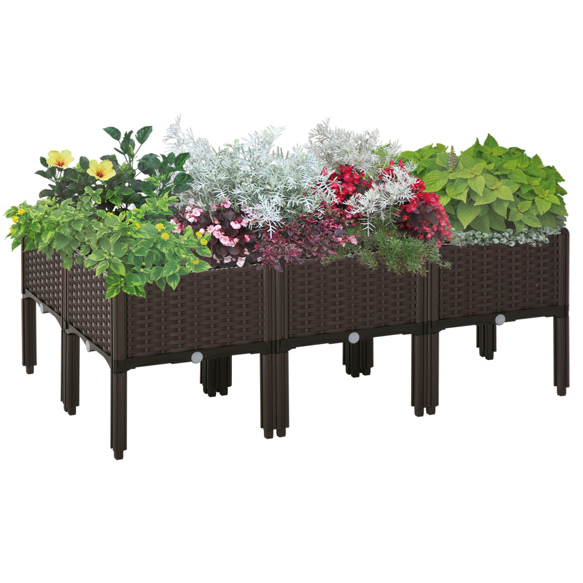 Stackable 6-Pc Raised Garden Bed Set for Comfortable Home Gardening