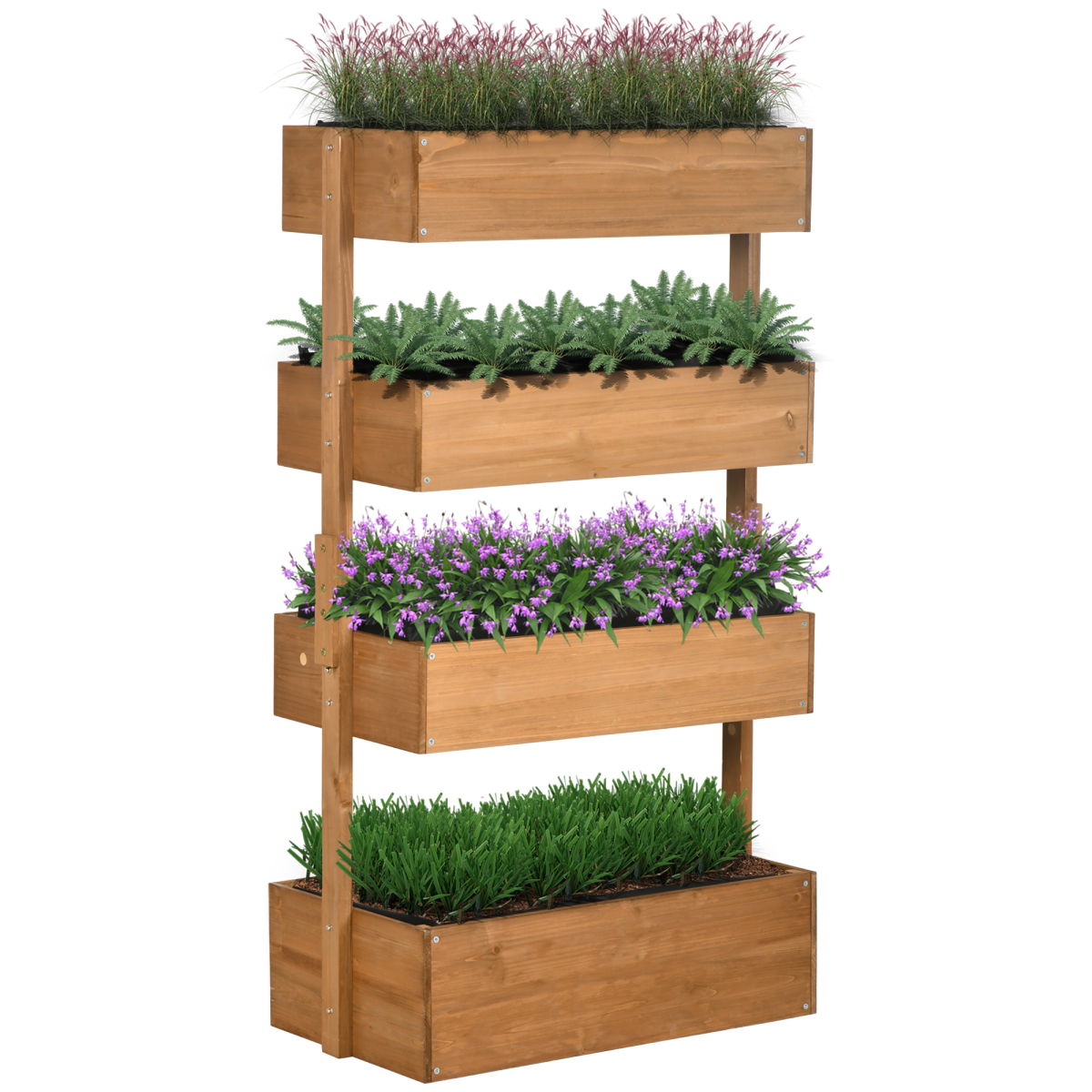 Outsunny Tiered Wooden Garden Bed - Vibrant 4-Box Plant Stand for Thriving Greens
