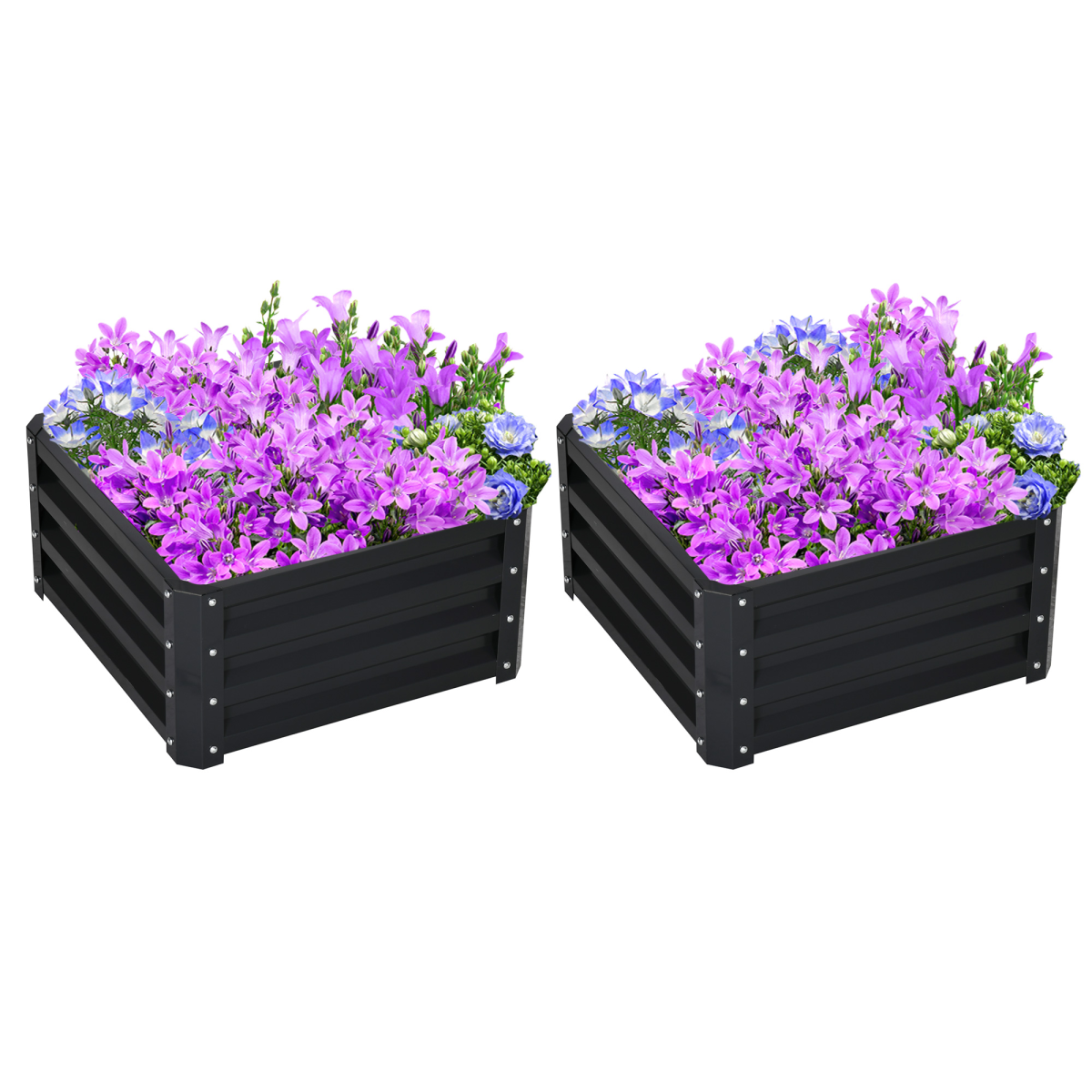 Outsunny Galvanized Raised Garden Planter Boxes - Set of 2 for Easy Growing!