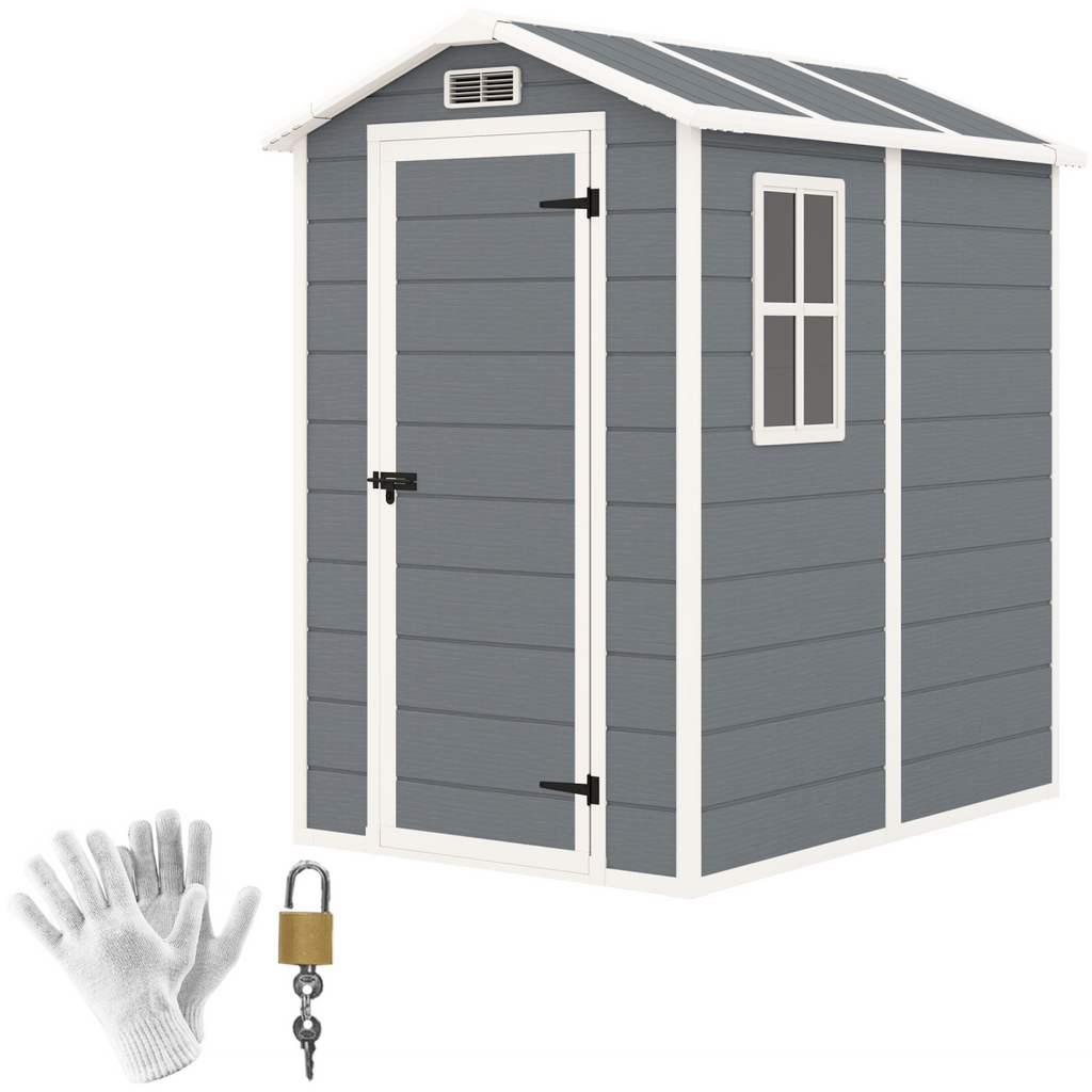Spacious Grey Tool Shed - Weatherproof & Secure Outdoor Storage