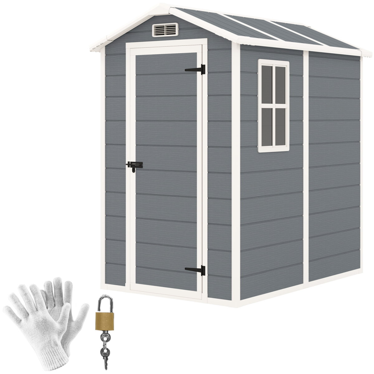 Spacious Grey Tool Shed - Weatherproof & Secure Outdoor Storage