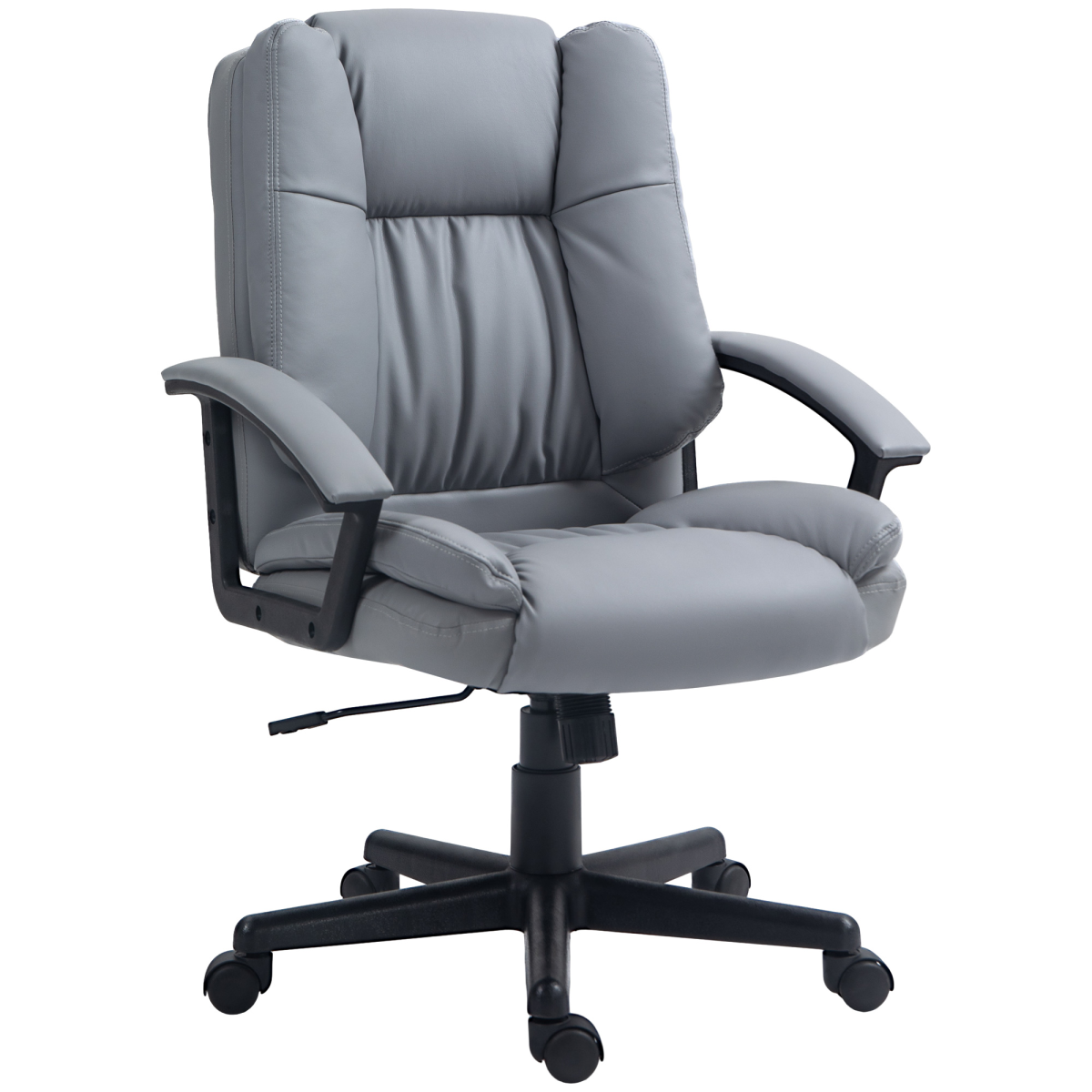 Ergonomic Light Grey Faux Leather Office Chair - Stylish & Comfortable Support