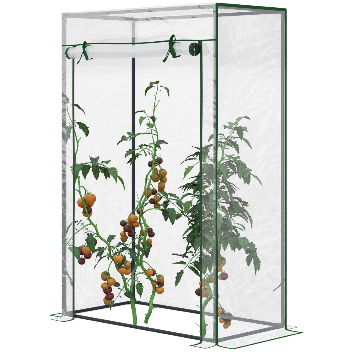 100x50x150cm Greenhouse Steel Frame PVC Cover with Roll-up Door Outdoor Green