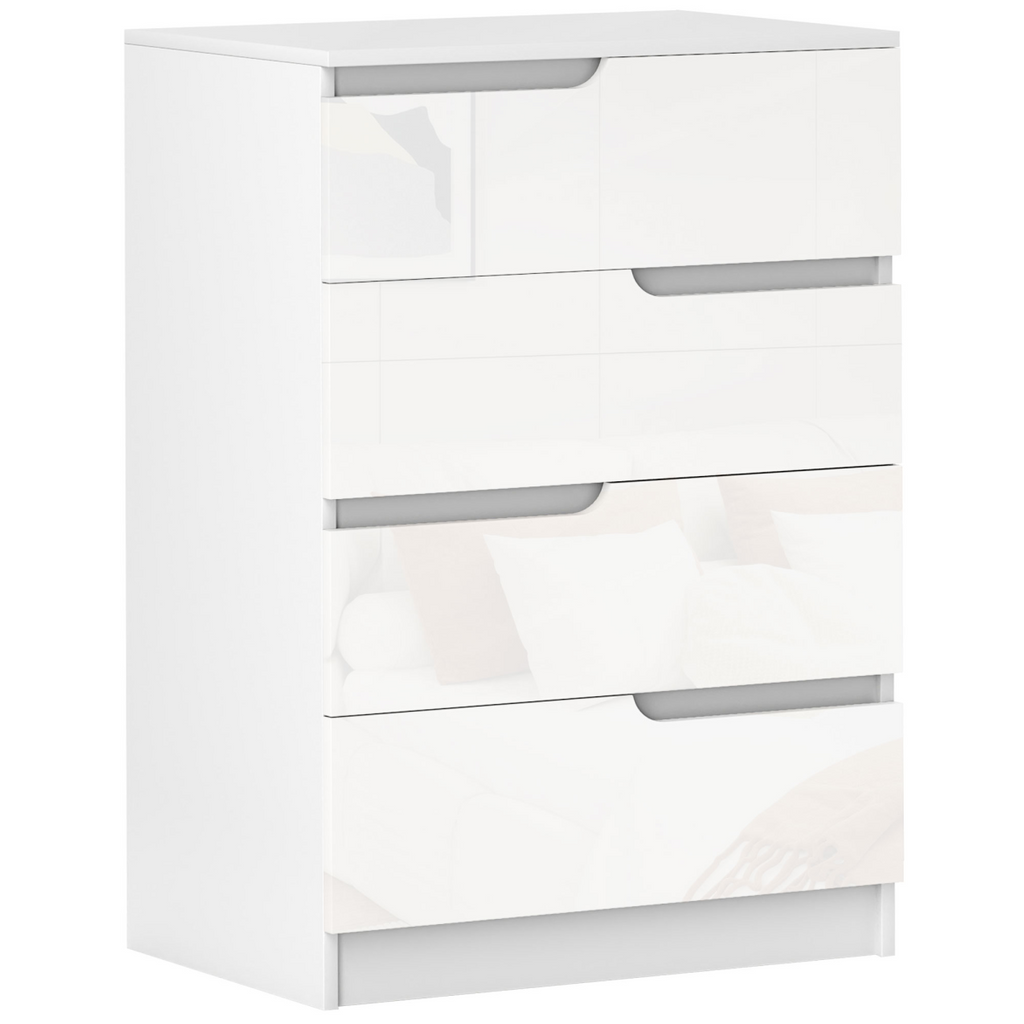 HOMCOM 4 Drawer Chest of Drawers for Bedroom, 60 x 40 x 85cm, White