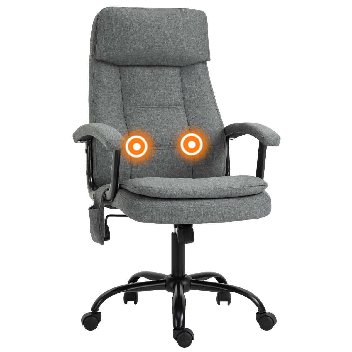 2-Point Massage Office Chair Linen-Look Fabric Adjustable Height Chair Grey
