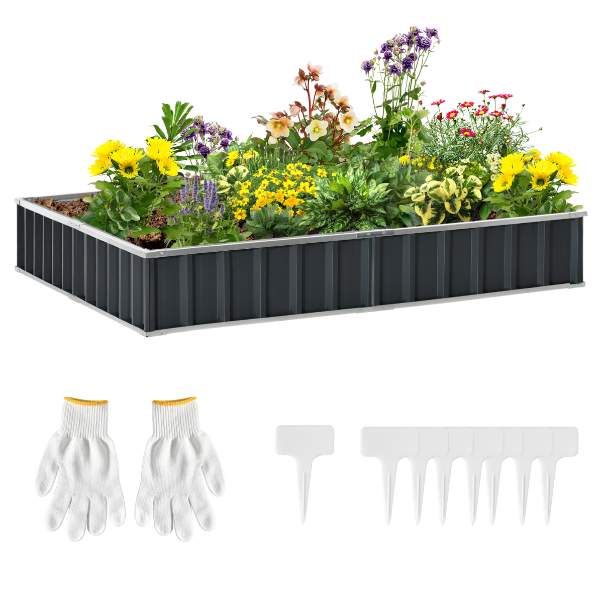 Outsunny Metal Raised Garden Bed – Spacious 2.6m Planter with Free Gloves!