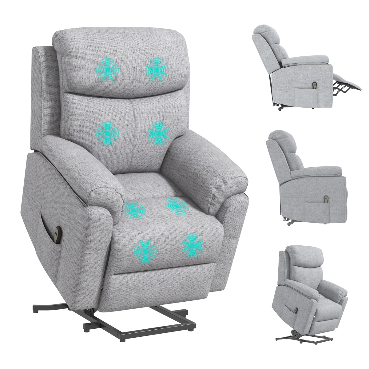 HOMCOM Power Lift Chair Electric Riser Recliner with Remote Control, Grey