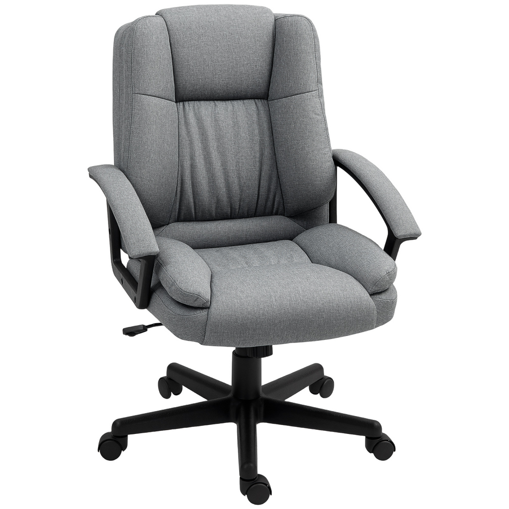 Ergonomic HOMCOM Swivel Office Chair - Comfortable Grey Mid Back with Armrests