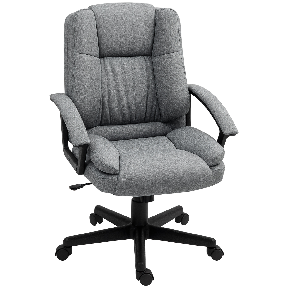 Ergonomic HOMCOM Swivel Office Chair - Comfortable Grey Mid Back with Armrests