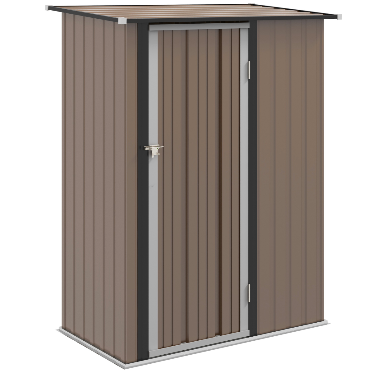 Outdoor Storage Shed Steel Garden Shed with Lockable Door Brown