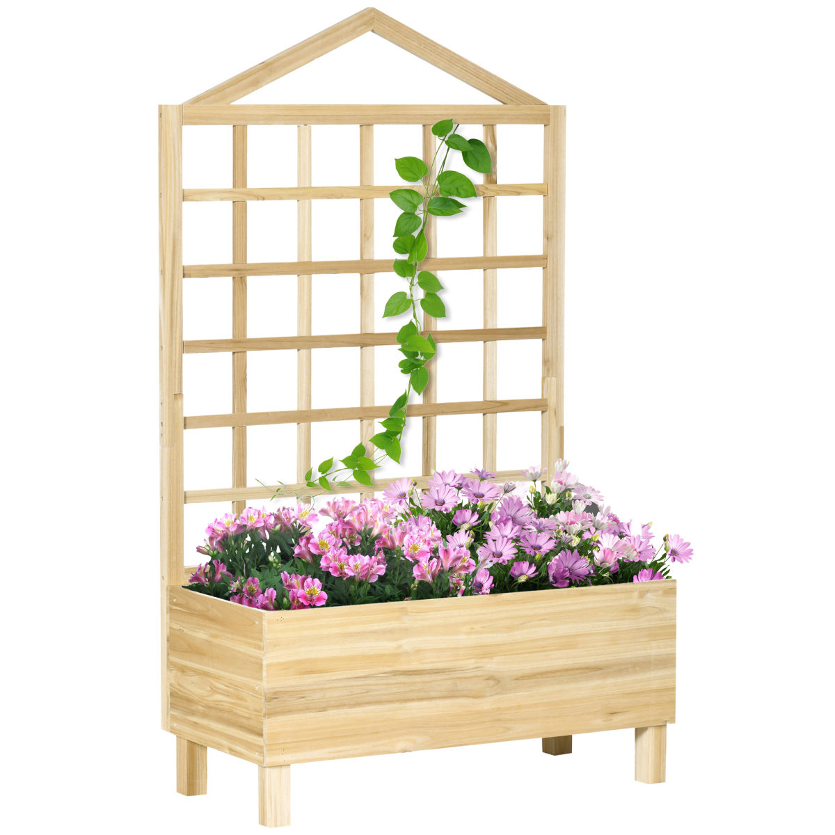 Outsunny Wooden Garden Planter with Trellis for Vibrant Climbing Vines