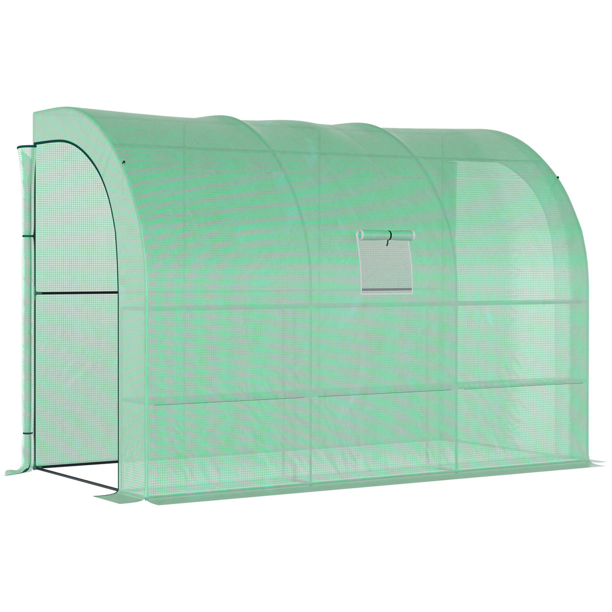 Outsunny 300cm Walk-In Greenhouse with PE Cover & 3-Tier Shelving - Green