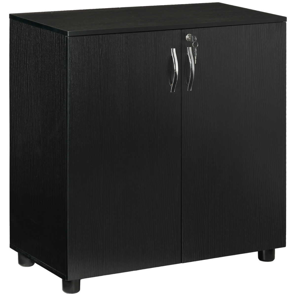 2-Tier Locking Office Storage Cabinet File Organisation w/ 2 Keys Black HOMCOM