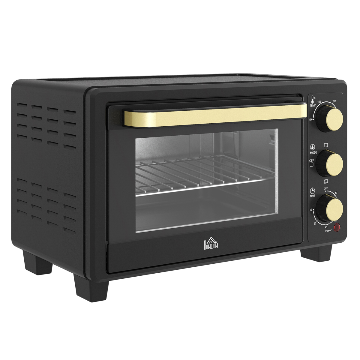 HOMCOM Mini Oven 16L Countertop Oven with Adjustable Temp Timer 1400W, Black