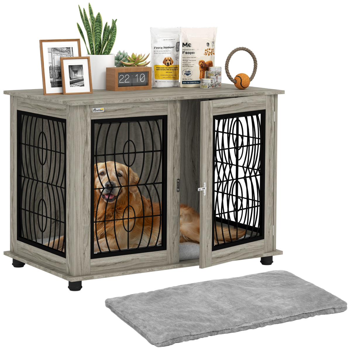 PawHut Dog Crate Furniture, 37" End Table for Large Dogs w/ Cushion