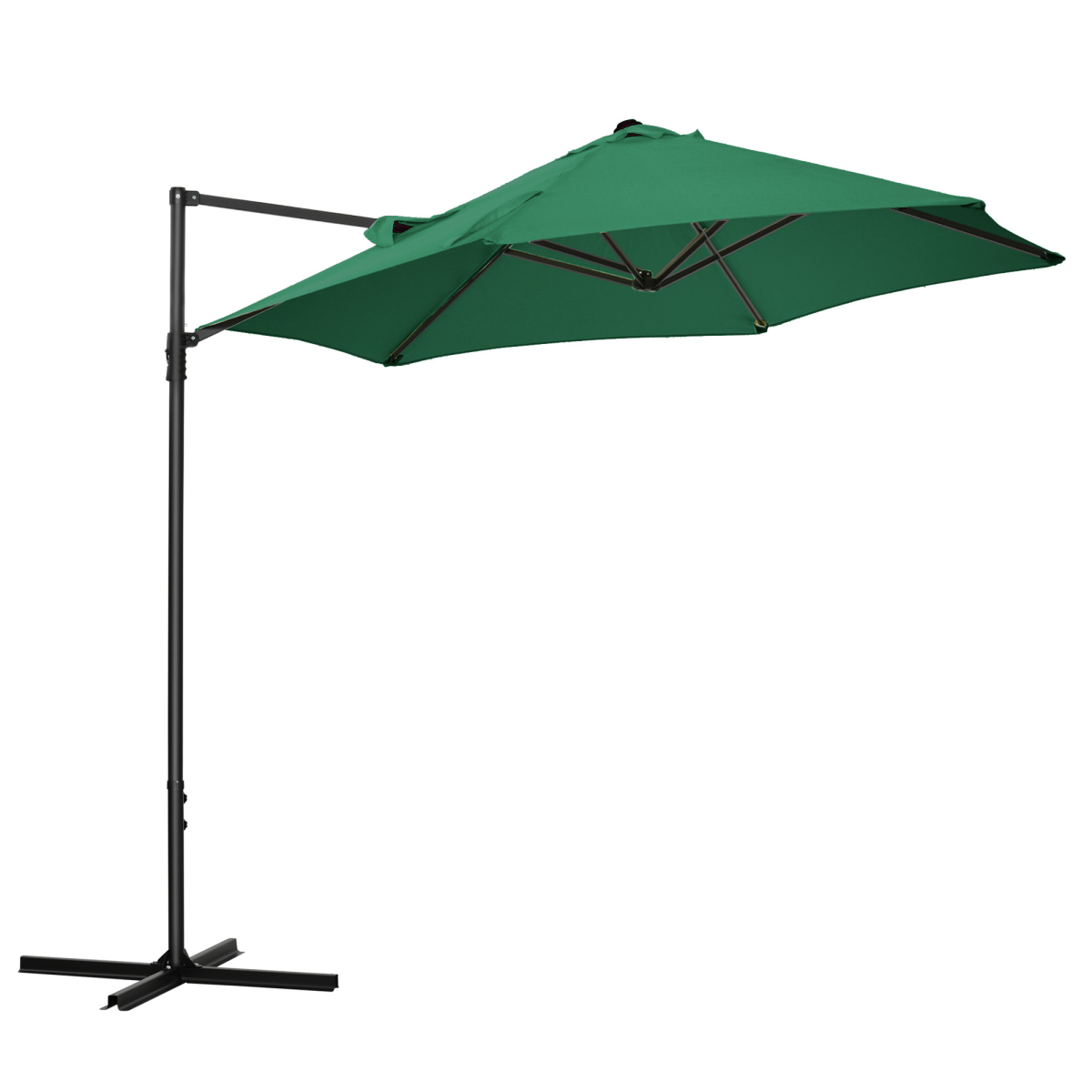 2.5M Garden Cantilever Parasol with 360 Rotation and Cross Base, Green