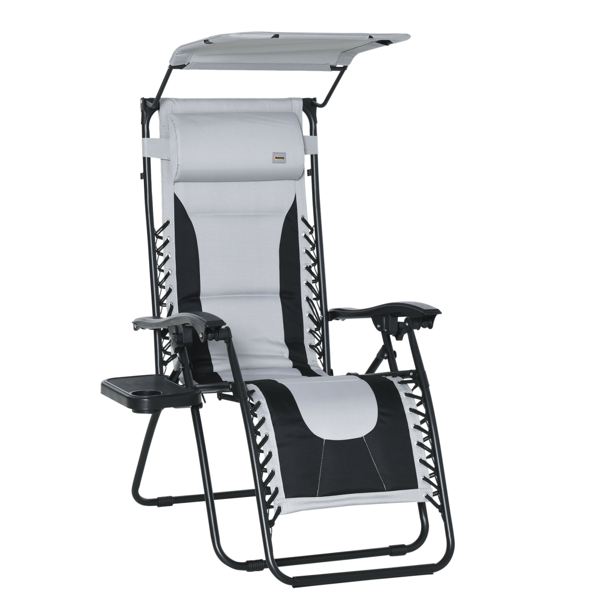 Zero Gravity Lounger Chair, Shade Cover, Cup Holder Headrest Grey