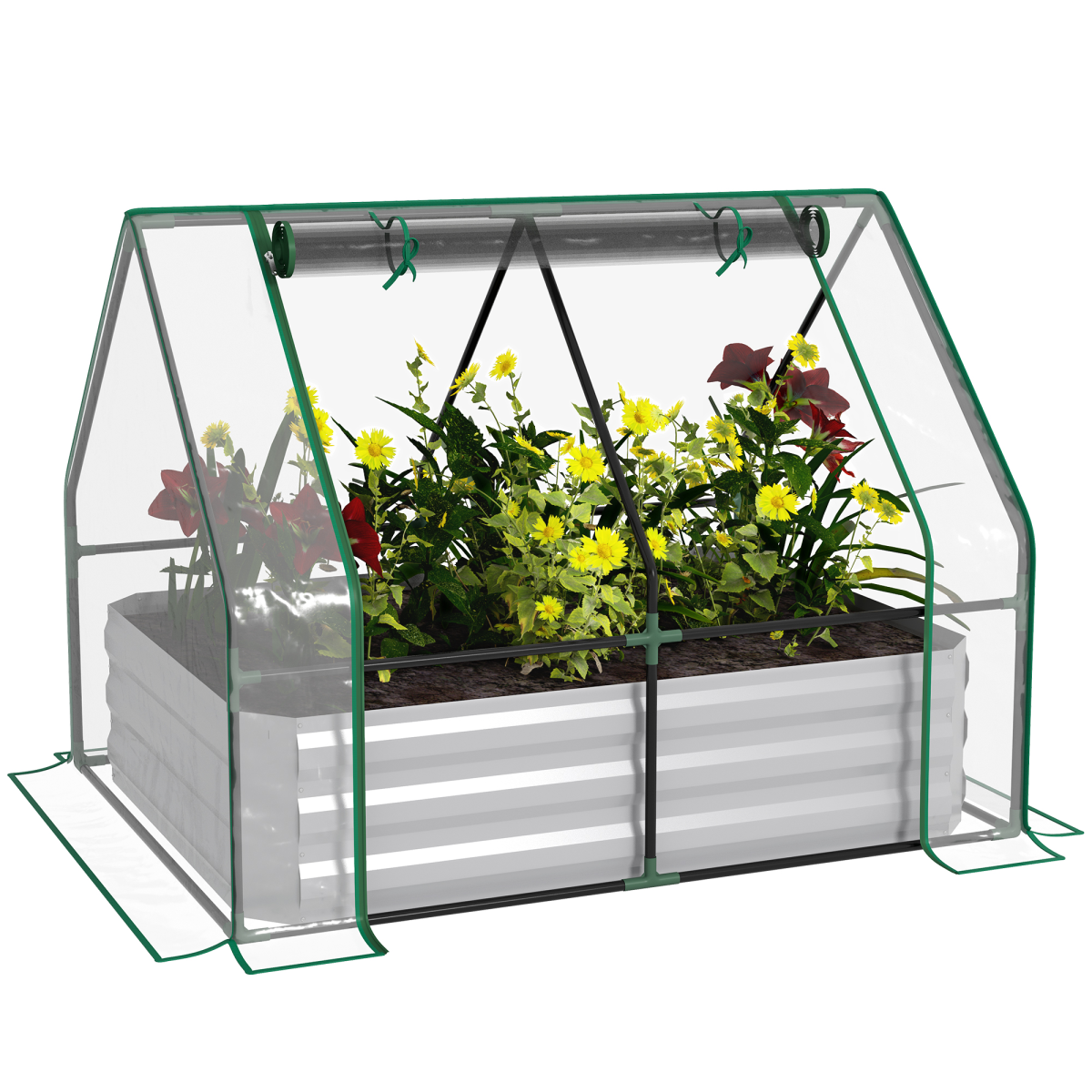Dual-Use Steel Raised Garden Planter with Greenhouse Cover - Sturdy & Versatile!