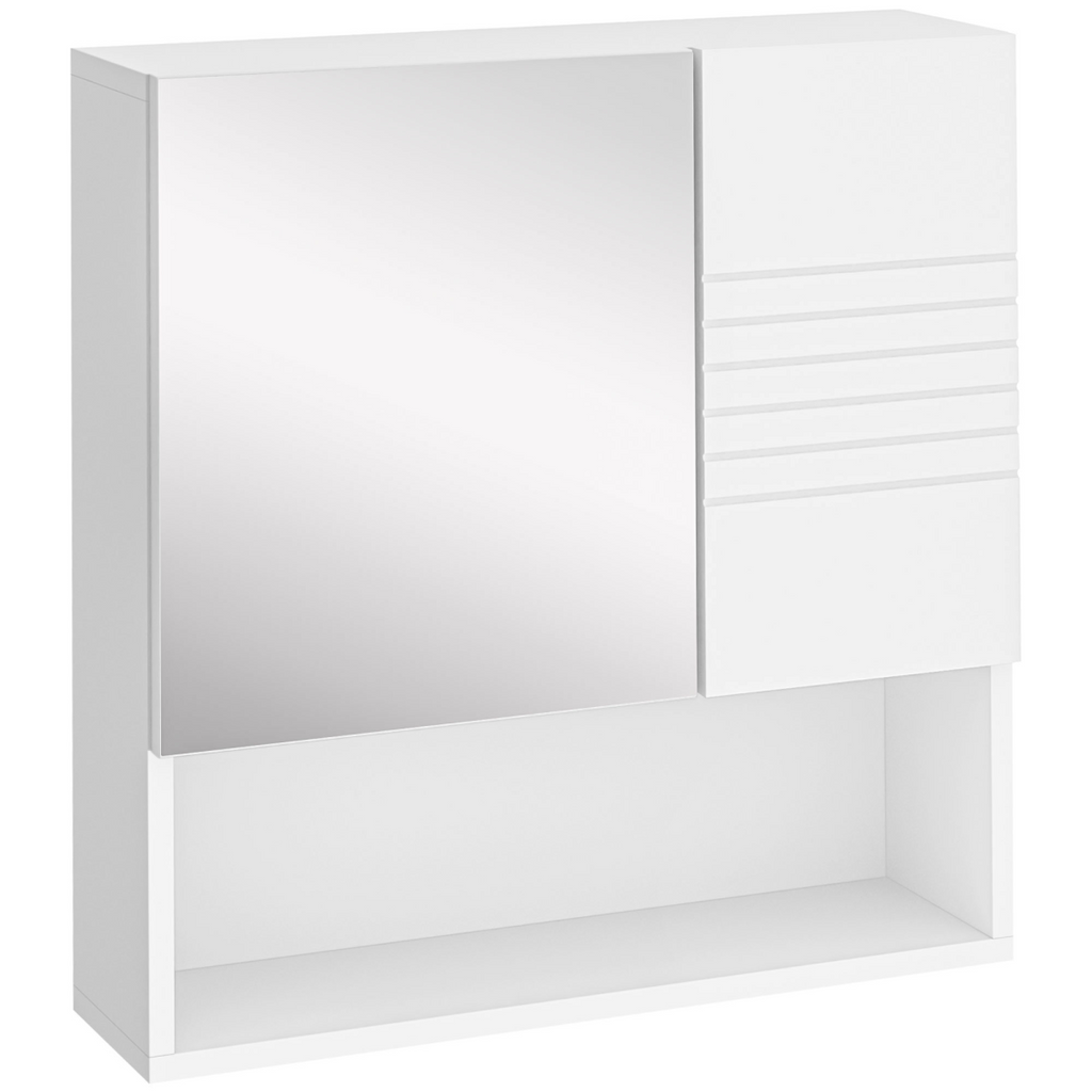 kleankin Bathroom Wall-Mounted Mirror Cabinet  Double Door Adjustable Shelves