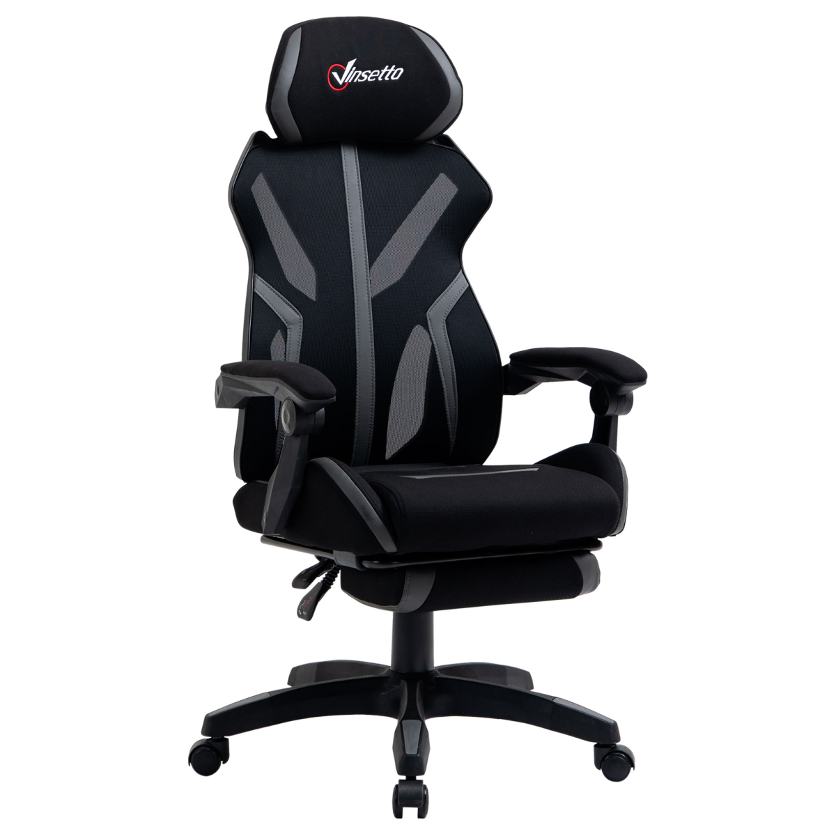 Mesh Task Swivel Chair Office Desk Recliner w/ Lumbar Support, Grey Vinsetto