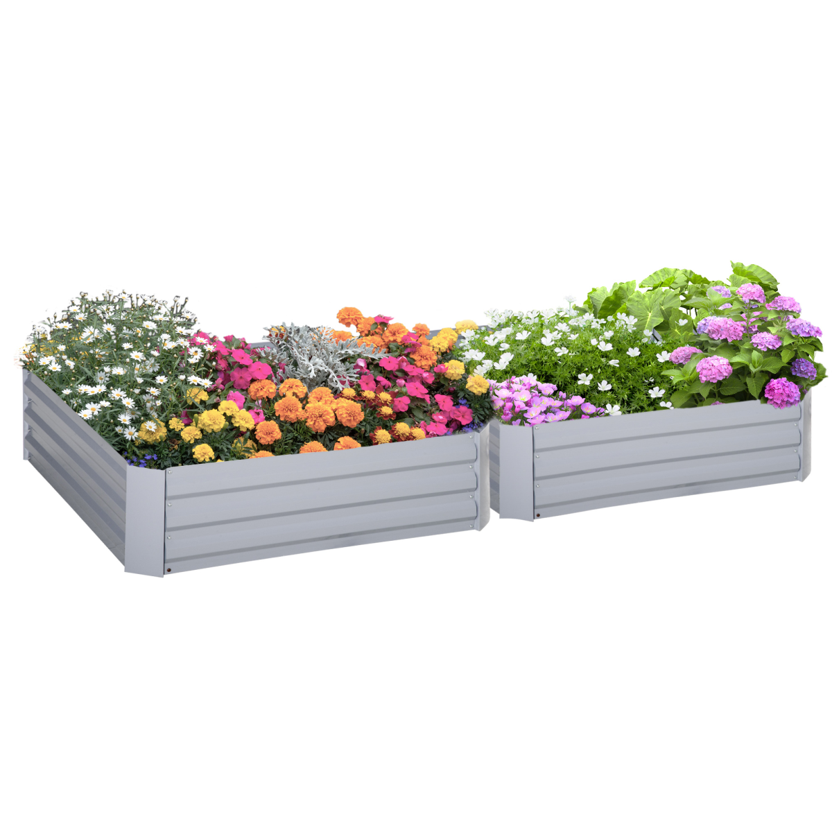Outsunny Galvanized Steel Raised Garden Bed Set - Perfect for Vegetables & Flowers!