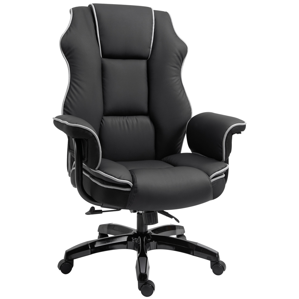 Piped PU Leather Padded High-Back Computer Office Gaming Chair Black Vinsetto