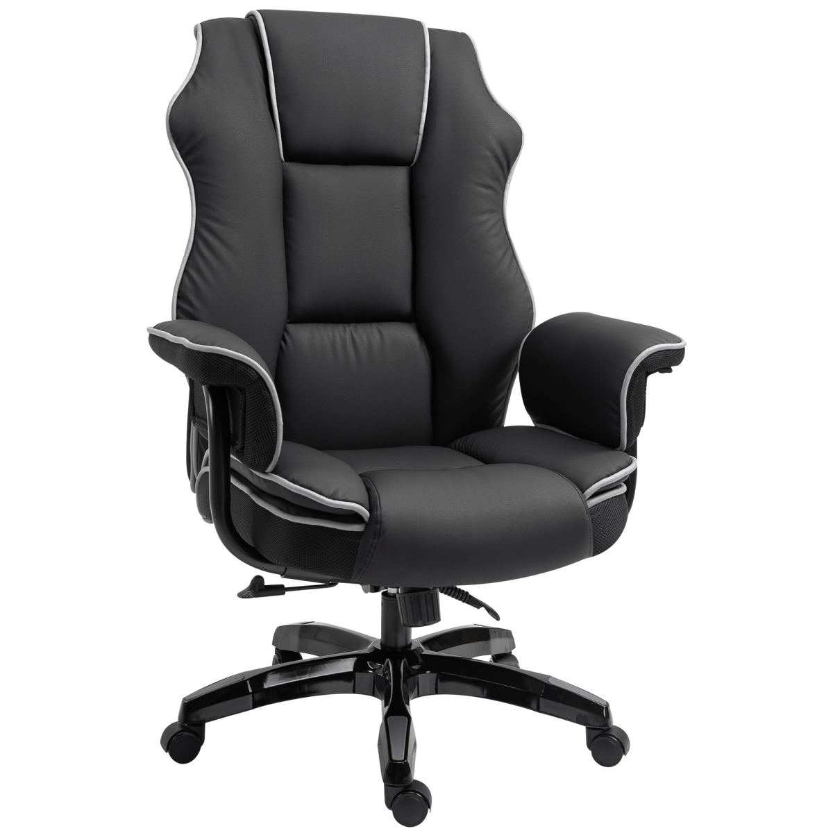Piped PU Leather Padded High-Back Computer Office Gaming Chair Black Vinsetto