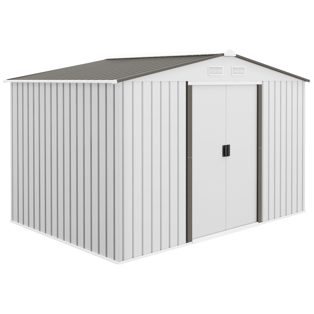 Garden Shed Storage Large Yard Store Sliding Door Metal Roof Tool Box Silver